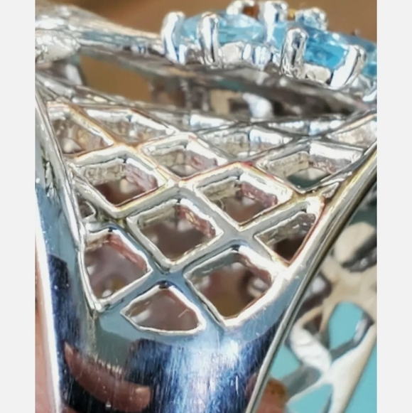 Amethyst, Citrine, Chrome Diopside, Topaz Nature Ring Plat over Sterling… - Picture 3 of 11